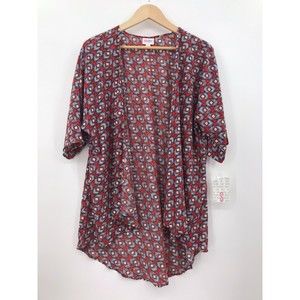 NWT LuLaRoe Lindsay overlay size S red/white/blue geometric print